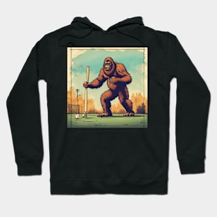 Bigfoot Believer Playing Baseball Funny American Baseball Player Hoodie